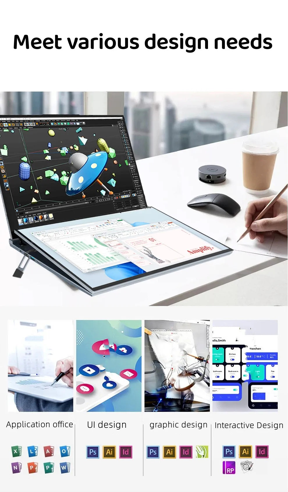 GLF-S1 Dual Screen Laptop 16"+16" — Intel i5-12450H, DDR4, Up to 2TB M.2 SSD, Windows 11