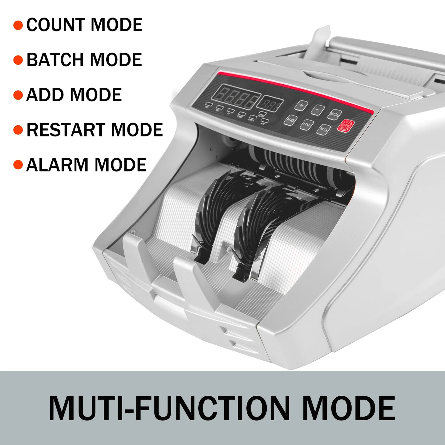 SucceBuy Money Counter 1000pcs/min – UV & MG Fake Banknote Detector, Euro