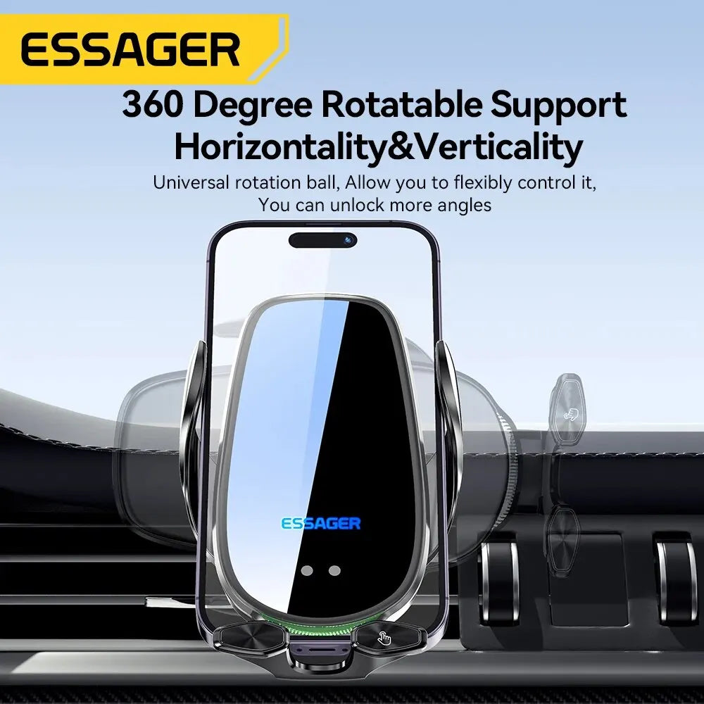 Essager 15W Wireless Car Charger Air Vent Mount – Fast Charging for iPhone, Xiaomi & Huawei