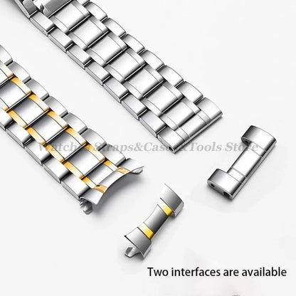 Curved End Solid Stainless Steel Watch Strap – Universal 12–24mm with Butterfly Clasp