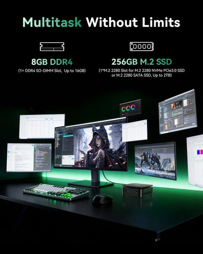KAMRUI E1 Mini PC – AMD Ryzen 3 3250U, 8GB DDR4, 256GB SSD, Windows 11 Pro, 4K Support