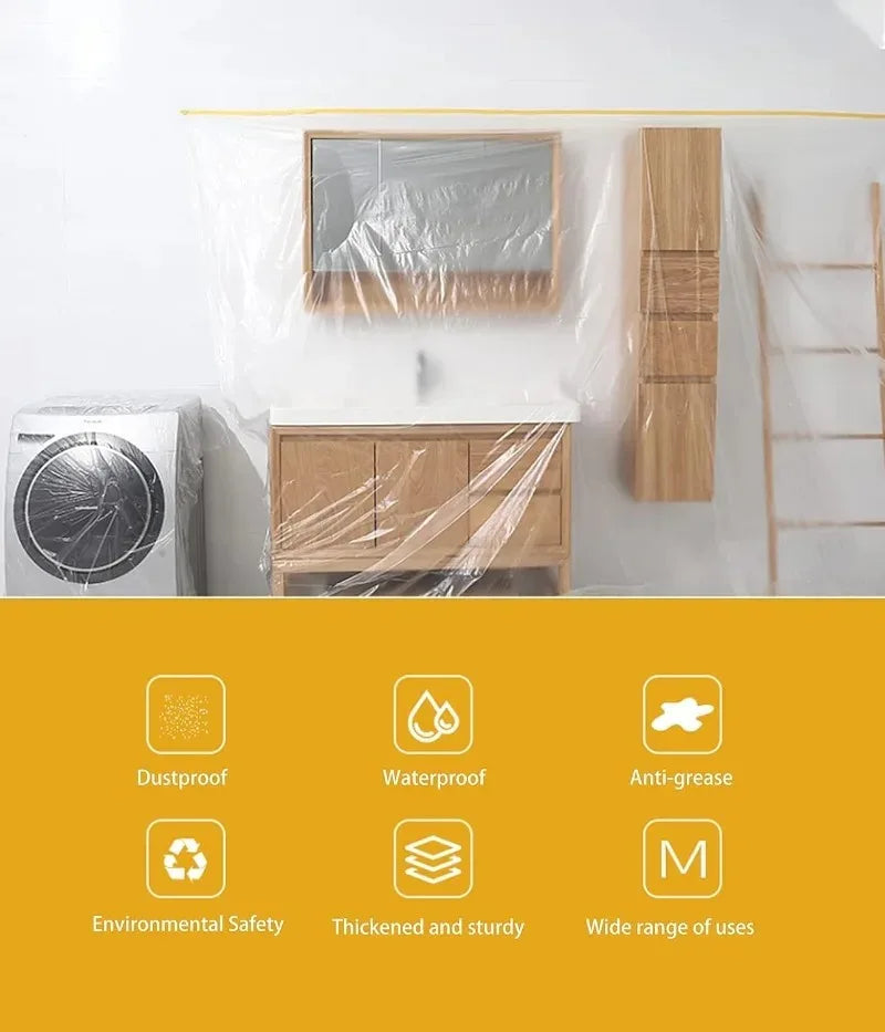 Disposable Self-Adhesive Dustproof Film – Cuttable Furniture & Room Cover