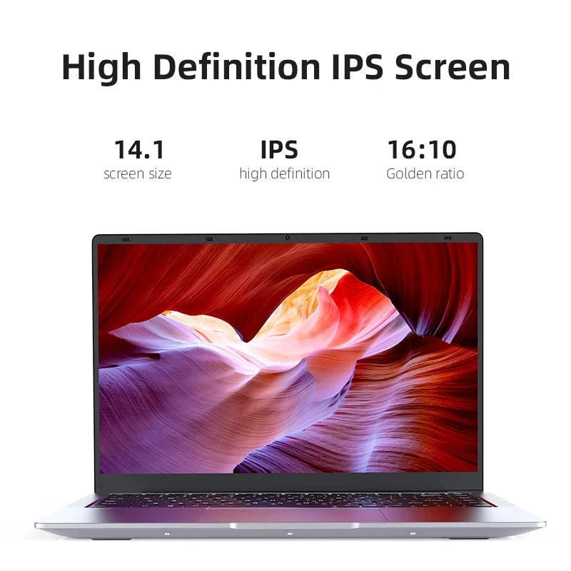 14.1" Ultra Slim Laptop – Intel Atom A3950, Up to 12GB RAM, Up to 2TB SSD, Win 11