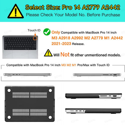 MacBook Laptop Case 2025 M4 – Air 13/15, Pro 13/14, M1-M5