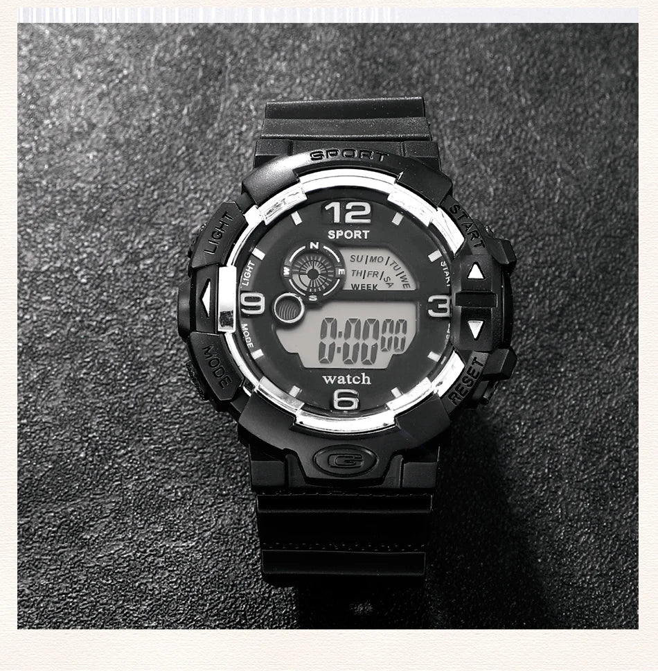 Men's Luminous Military LED Digital Watch - Waterproof, Silicone Strap, Calendar Display