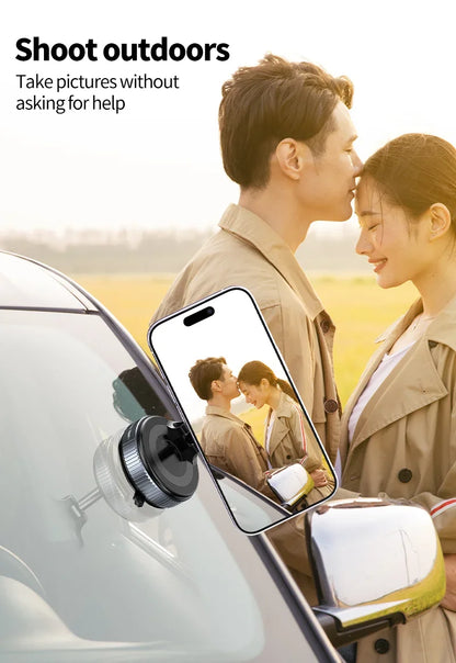 Rotating Folding Magnetic Phone Holder | Vacuum Suction MagSafe Stand for Car, Gym & Kitchen