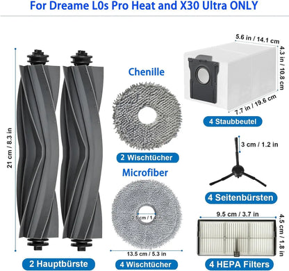 Dreame L10s Pro Ultra Heat / X30 Ultra / X30 Pro Robot Vacuum Spare Parts – Brush, Filter, Mop & Dust Bag