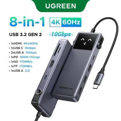 UGREEN Uno USB-C Hub – 4K60Hz HDMI, 1Gbps LAN, PD100W, USB 3.0