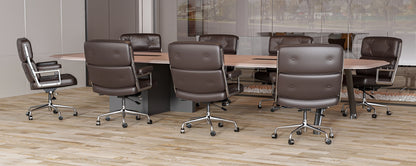 Ergonomic Executive Office Chair – Genuine Leather, Aluminum Arms, Swivel & Wheels