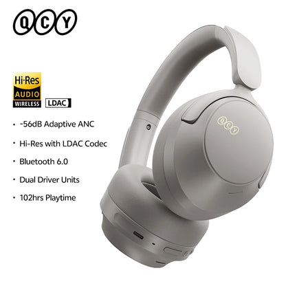 QCY H3S ANC Over-Ear Headphones – -56dB, LDAC, Dual Driver, Bluetooth 6.0, 102Hrs
