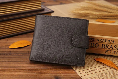 Genuine Cowhide Leather Men's Wallet – Short Bifold