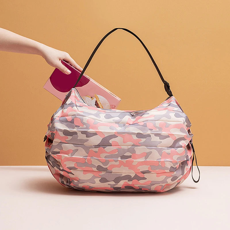 Foldable Nylon Shopping Bag with Handle – Large Capacity