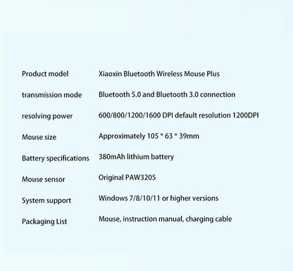 Lenovo Xiaoxin Plus Bluetooth Dual-Mode Silent Wireless Mouse – Rechargeable, 1600 DPI