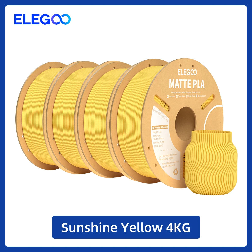 ELEGOO Matte PLA Filament 1.75mm 1KG – +/-0.02mm Accuracy, Cardboard Spool
