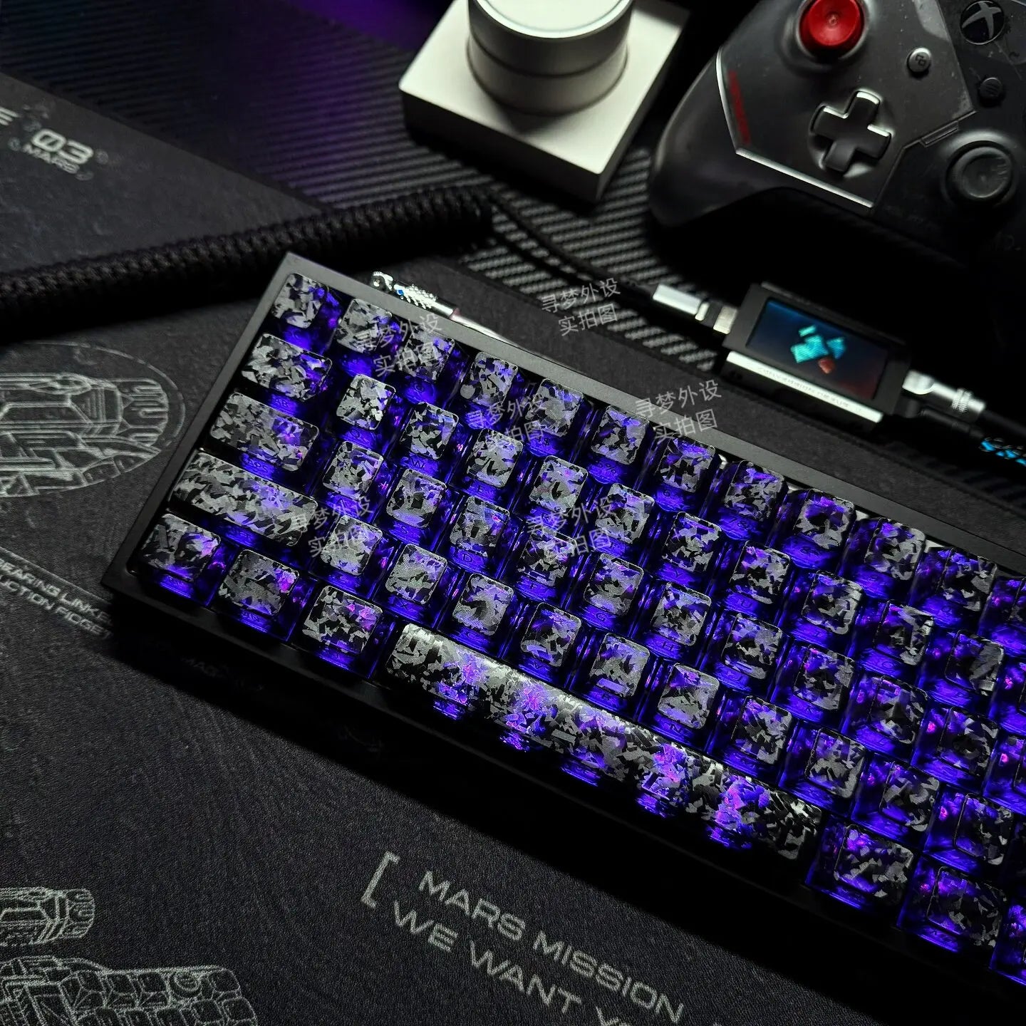 ICECARBON BLACKCARBON Forged Carbon Keycaps | Cherry Profile | Semi-Frosted | Side-Laser Engraved | 120 Keys