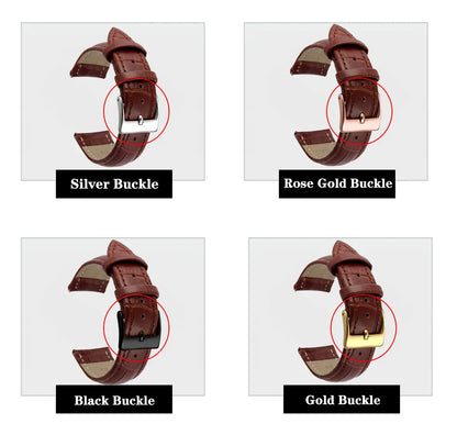 Premium Genuine Leather Watch Strap | 12–24mm, 9 Colors + Tool