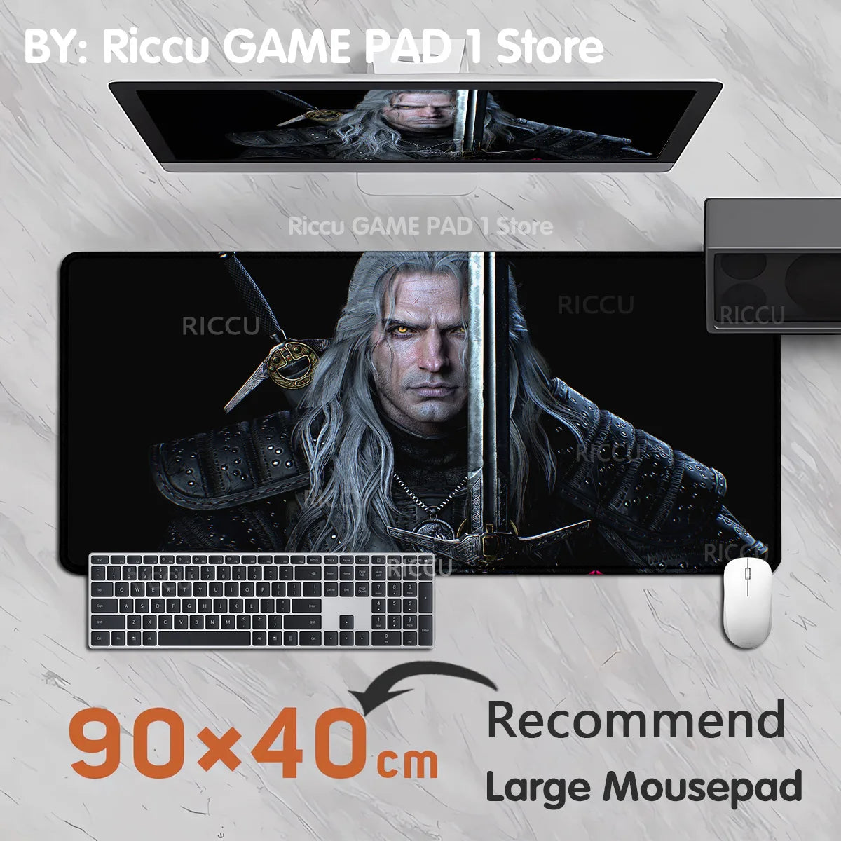The Witcher 3 XXL Gaming Mouse Pad – Non-Slip, Lockedge, Thickened, Oversized Deskmat