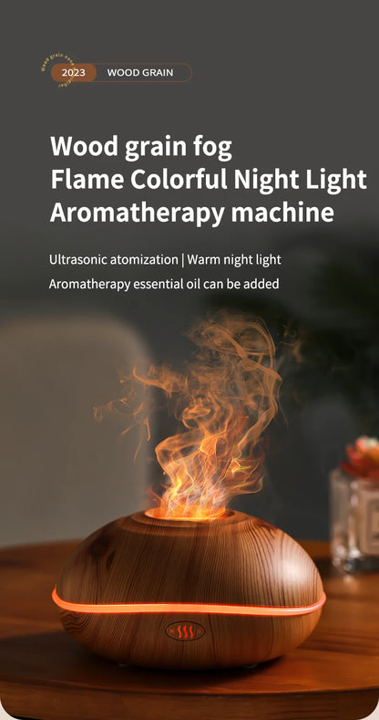HLCOME Ultrasonic Aroma Diffuser – 200ml Wood Grain, 7 Color LED, Remote Control, Essential Oil Humidifier for Home & Bedroom