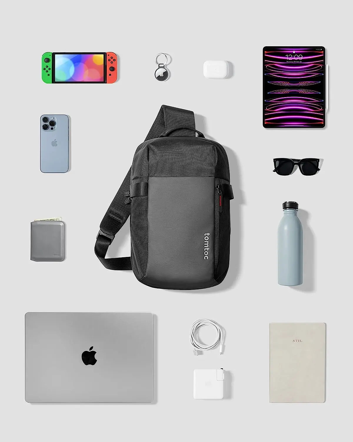 Airrniss 14" EDC Sling Bag – Minimalist Chest Crossbody Backpack for MacBook Pro M1/M2 A2779 A2442