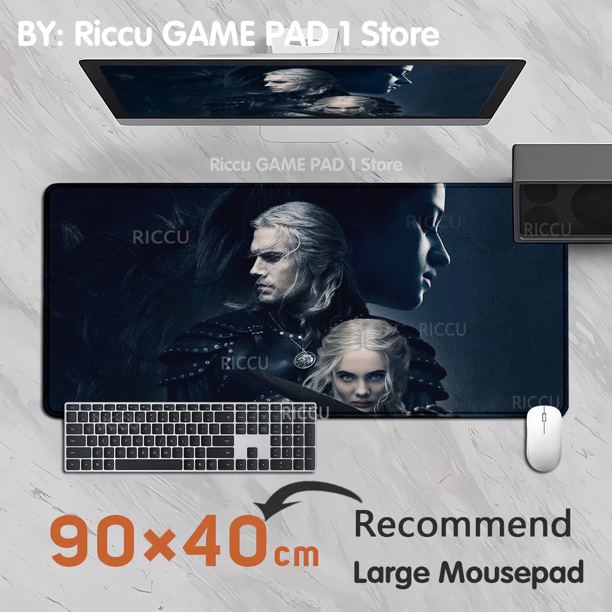 The Witcher 3 XXL Gaming Mouse Pad – Non-Slip, Lockedge, Thickened, Oversized Deskmat