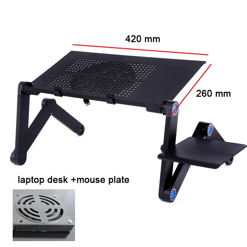 Adjustable Laptop Desk Stand with Cooling Fan – Ergonomic Lapdesk for Bed & Sofa