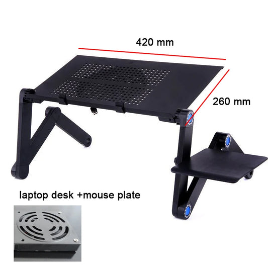 Adjustable Laptop Desk Stand with Cooling Fan – Ergonomic Lapdesk for Bed & Sofa