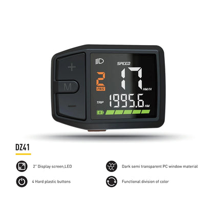 Bafang DZ41 CAN display for BBS series e-bike motors, showing digital screen with cycling data on a blue background.