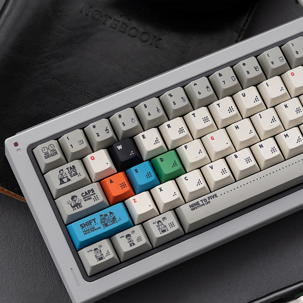 Retro Gray PBT Keycaps 140+ Keys – Cherry Profile, Five-Sided Dye-Sub, 64/87/98/108