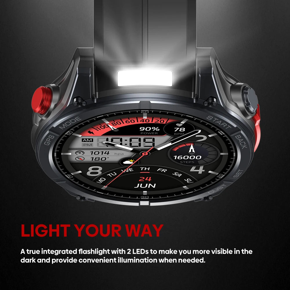 Ciberer Vertix Stratos 4 GPS Smart Watch – 1.43" AMOLED, Compass, Flashlight, 170+ Sports, 5ATM