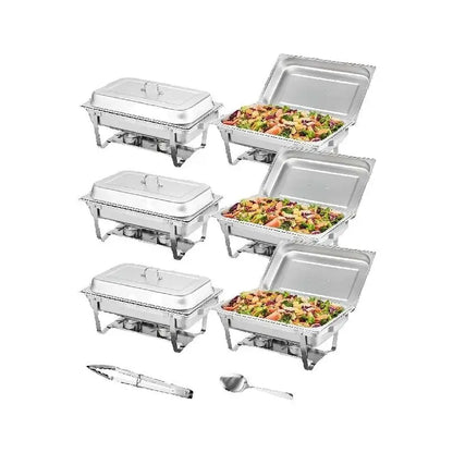 SucceBuy 8QT Rectangle Chafing Dish Set – 2/4/6 Pack Buffet Catering Warmer