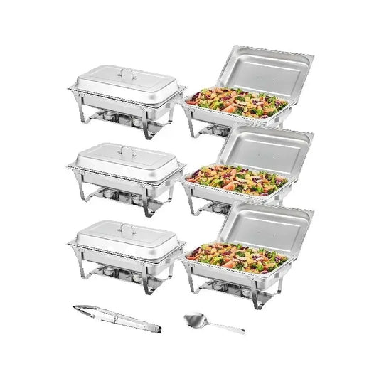 SucceBuy 8QT Rectangle Chafing Dish Set – 2/4/6 Pack Buffet Catering Warmer