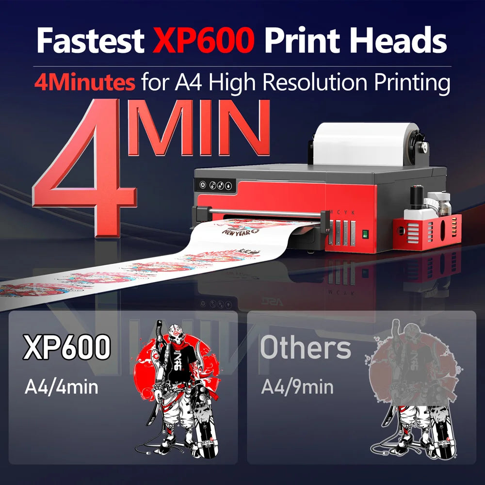 A4 DTF Printer with Epson XP600 Head & Roll Feeder