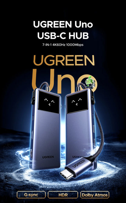 UGREEN Uno USB-C Hub – 4K60Hz HDMI, 1Gbps LAN, PD100W, USB 3.0