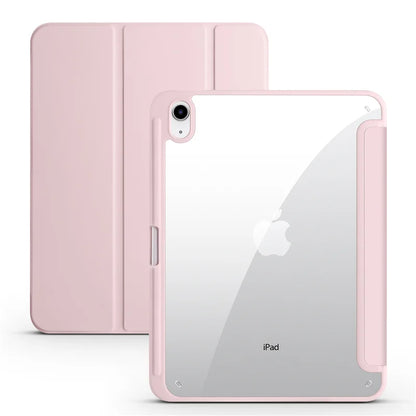 iPad Case with Pen Holder – Trifold Acrylic Clear Back Cover for iPad 9.7–11"