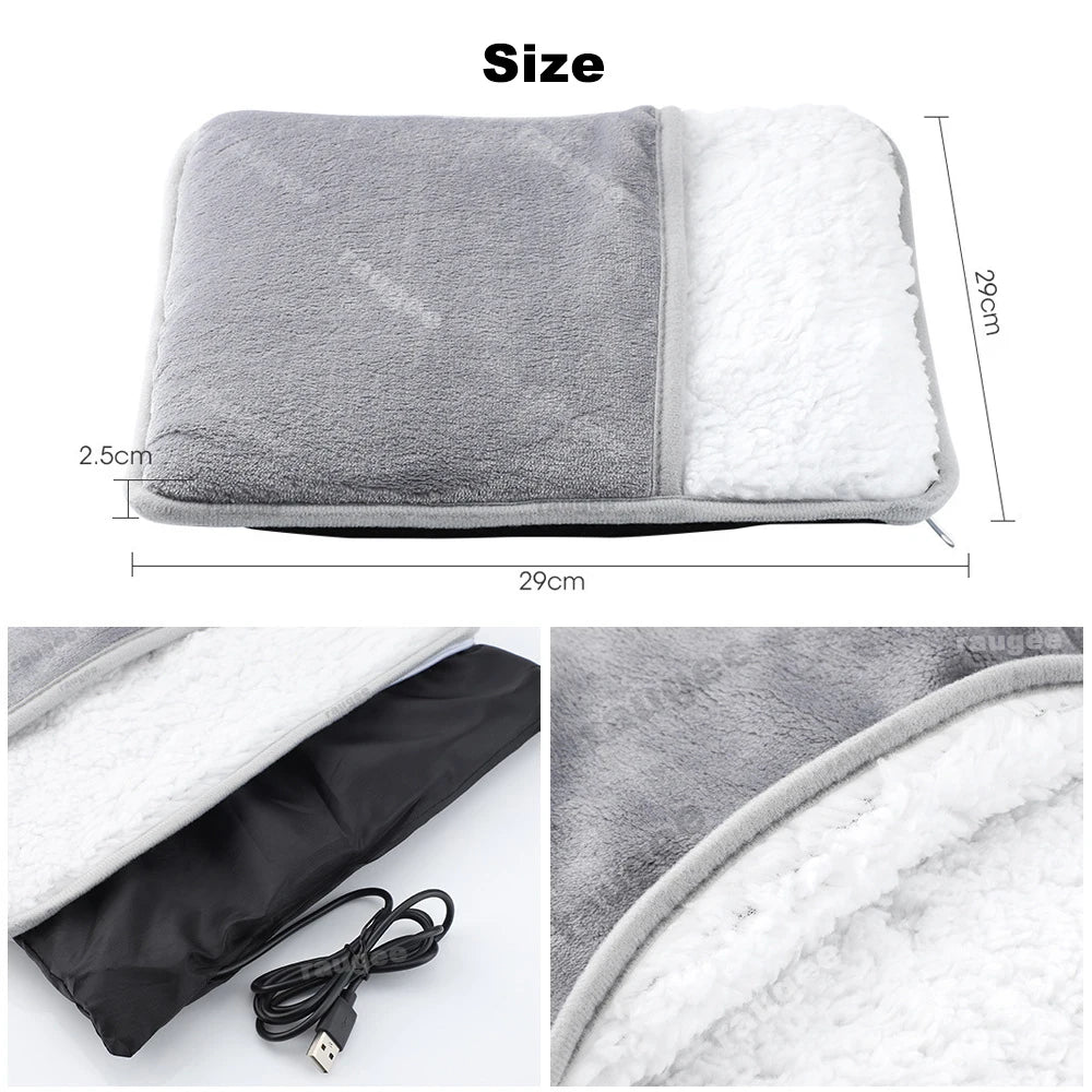 Raugee USB Electric Foot Warmer Mat – Portable Wearable Soft Foot Heating Pad for Home, Winter Warmth
