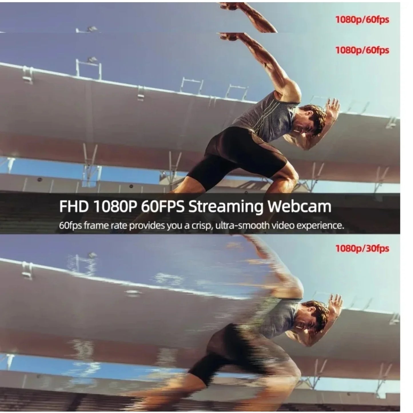 AUSDOM AF668 FHD 1080P 60FPS Webcam – Autofocus, Ring Light, Free Tripod
