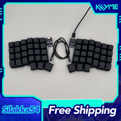 Silakka54 Split Ergonomic Keyboard Kit | QMK/VIAL | MX & Choc Switch | TRRS Cable | Custom PC Accessory
