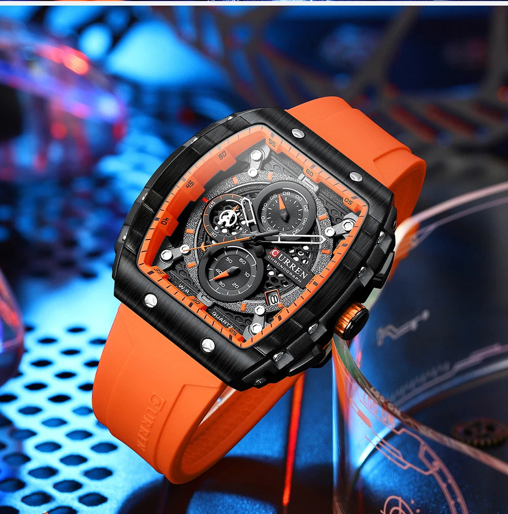 CURREN Men's Fashion Watch – Unique Square Design, Luxury Quartz Sport, Waterproof