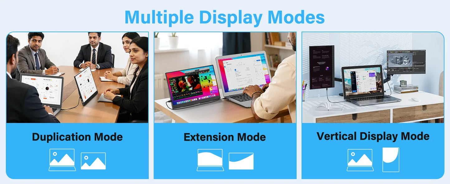 Amoudo 15.6" Portable Monitor – 1080P IPS, USB-C, Mini HDMI, VESA, Penhole Stand