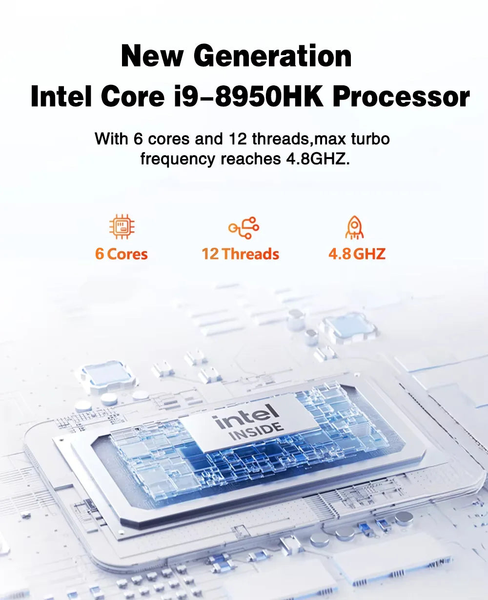 Mini PC Desktop – Intel Core i9 8950HK / i3 6100U, Windows 11 Pro, 16GB RAM, up to 2TB SSD, WiFi 6
