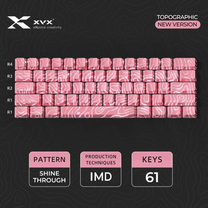 XVX Topographic Keycaps 118 Keys – OEM Profile, Shine-Through, IMD-Tech, Side Print