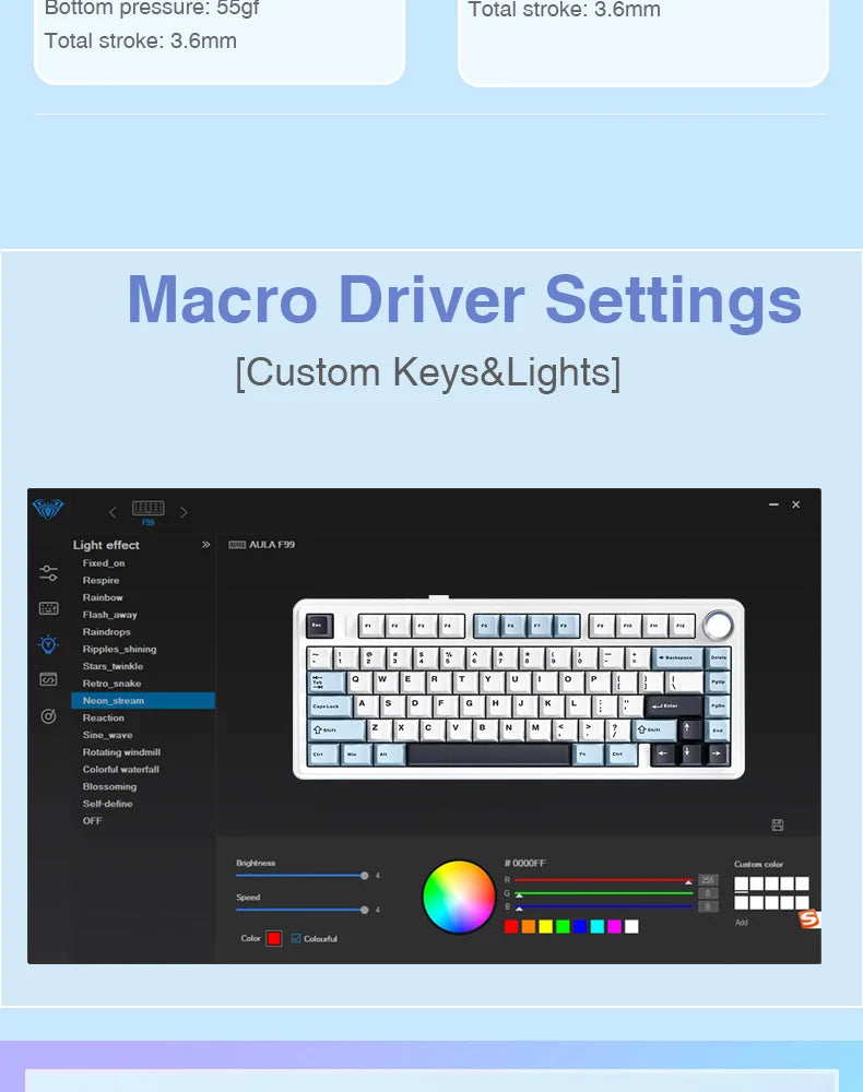 AULA F75 Mechanical Keyboard – 75% Layout, Tri-Mode (2.4G/BT/USB), RGB, Hot-Swap, PBT Keycaps