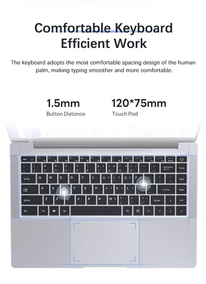 BYONE 14.1" Laptop — Intel N4000, 6GB RAM, Up to 512GB SSD, HD LCD, WiFi, Windows 11