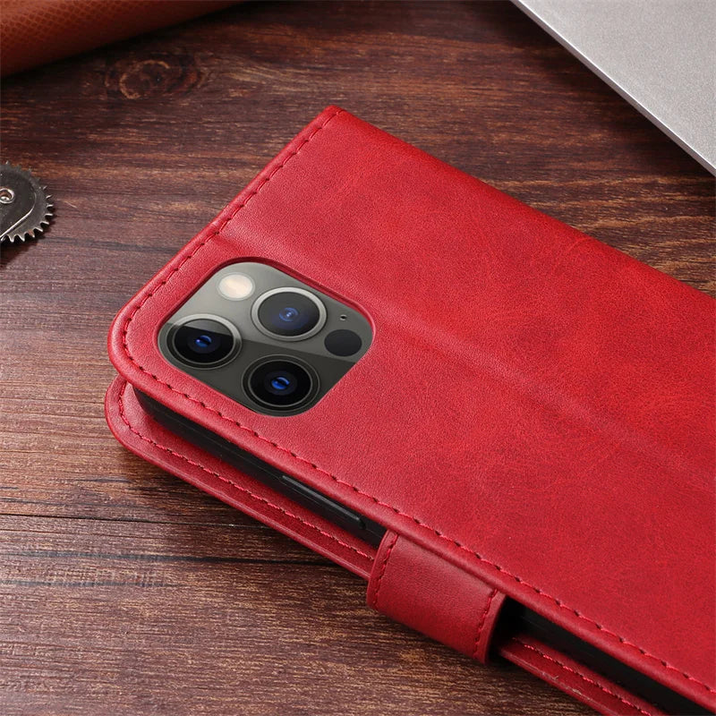 Leather iPhone 16 Plus zipper wallet case with card slots and magnetic stand, offering stylish protection and convenient storage.