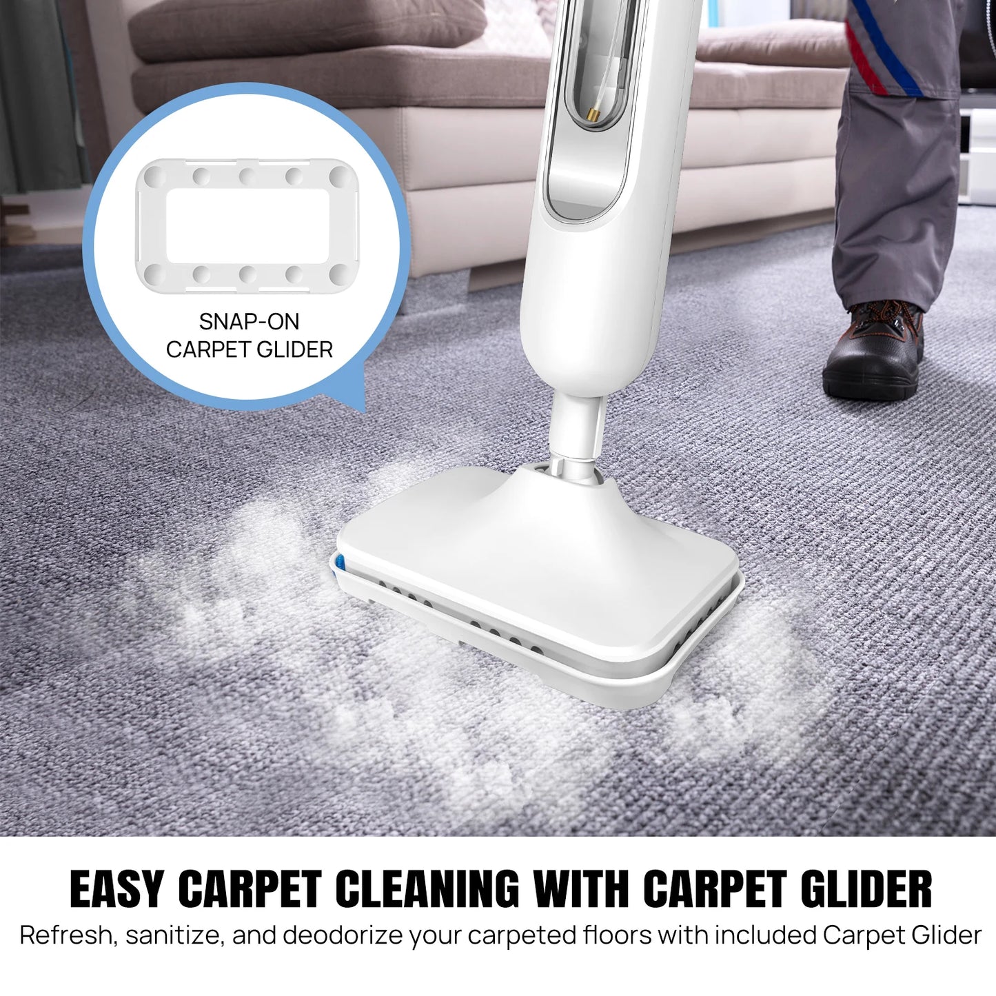 Steam Mop & Detachable Steam Cleaner 1500W – Kills 99.9% Bacteria, Carpet & Floor, 400ml