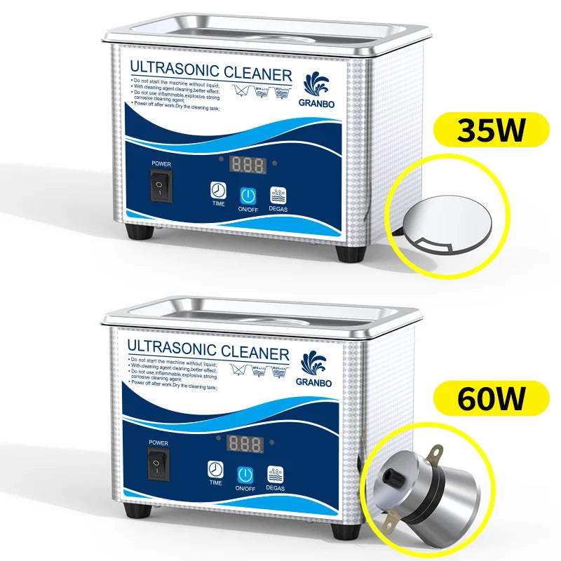 800ml Ultrasonic Cleaner 60W | EU Plug | Degas | 110V-220V | Watches & Jewelry