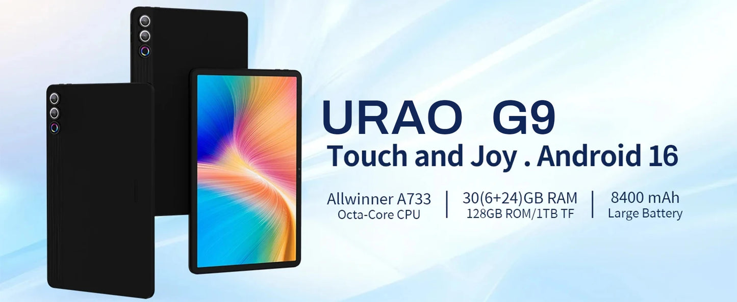 URAO G9L 11.5" Android 15 Tablet | 30GB RAM | 128GB+1TB | 2K IPS | 8400mAh | WiFi 6 | Widevine L1