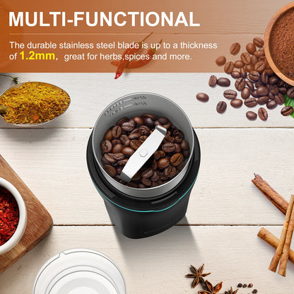 KIRAINAFLY 300W Professional Coffee & Spice Grinder – Removable Stainless Steel Cup