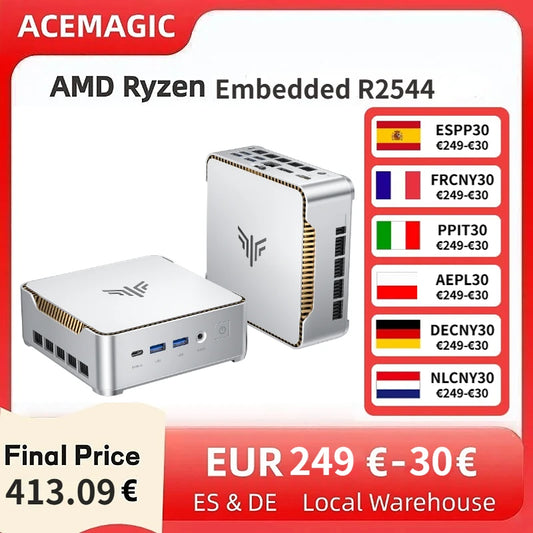 ACEMAGIC Mini PC AMD Ryzen Embedded R2544 | 16GB RAM | 512GB SSD | Dual 4K | Windows 11