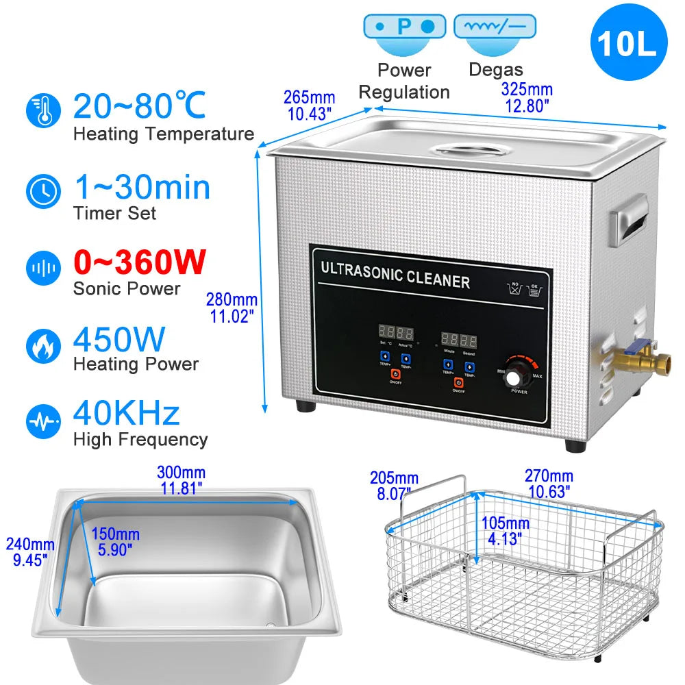 Professional Ultrasonic Cleaner 3–30L – Dental, Jewelry & Industrial